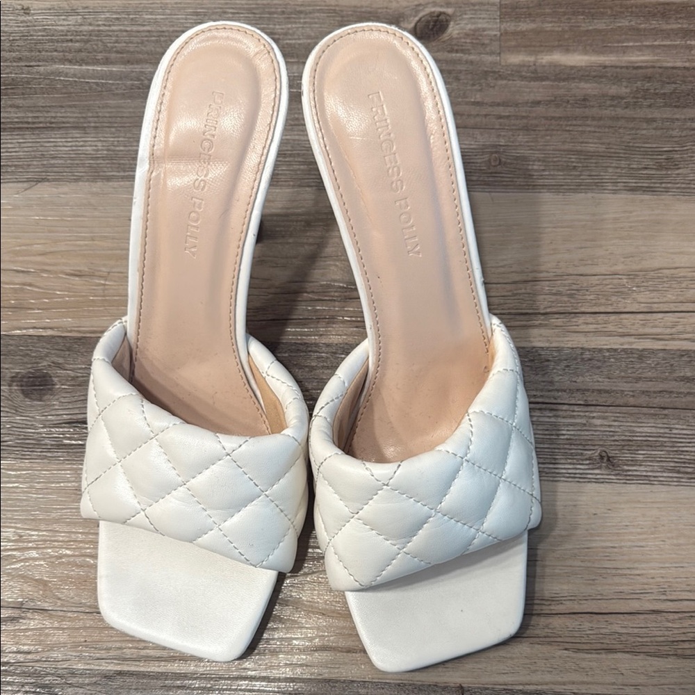 Princess Polly White Quilted Mules